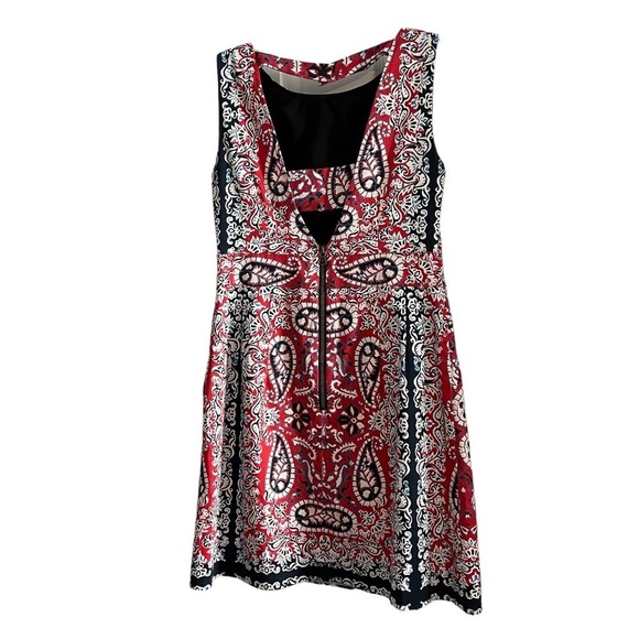 🌺NANETTE LEPORE Gorgeous Red & Blue Bandana Paisley w/ pockets Size 2🌺 - Picture 2 of 8
